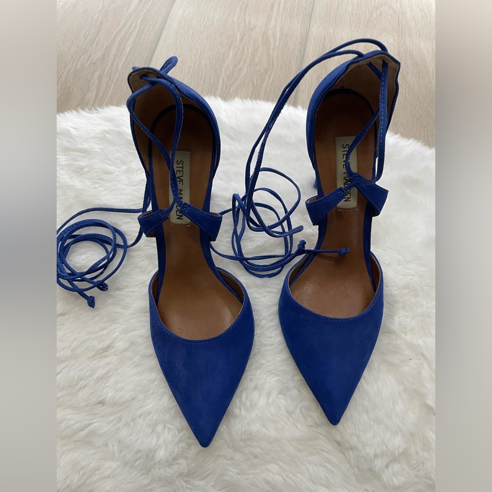 Royal blue lace up Steve Madden heels